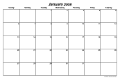 3 x 5 Monthly Calendar