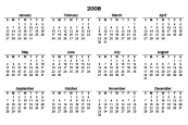 3 x 5 Yearly Calendar