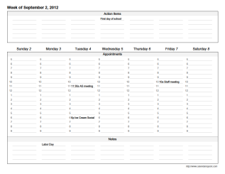 weekly calendar template report