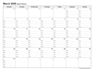 Daily on Printable Monthly Meal Planner   Calendarsquick Com