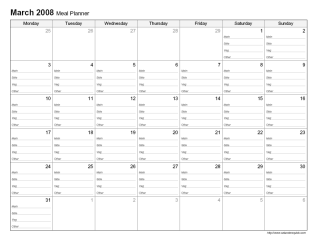 Printable Monthly Meal Planner