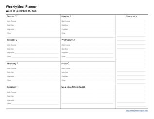 Printable Weekly Meal Planner Printable Weekly Meal Planner