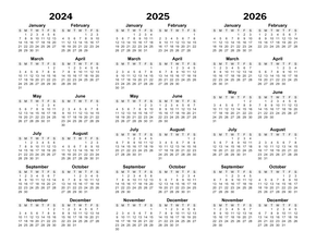 3-Year Printable Calendar
