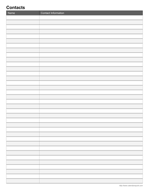 Printable Address Book Form
