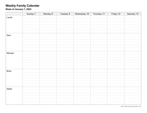Weekly Family Calendar