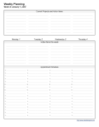 Weekly Planning Calendar