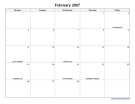 Monthly 5-Day Calendar