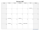 Monthly Calendar w/ Shaded Weekends