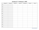 Standard Weekly Calendar w/ Shaded Weekends