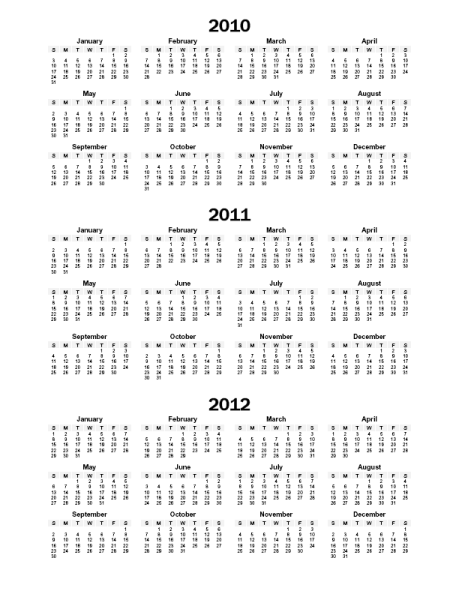 Printable 3 Year Calendar 2015