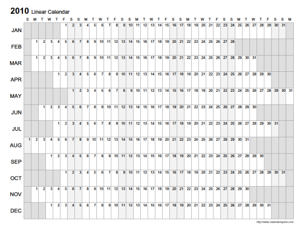 Printable Linear Calendar