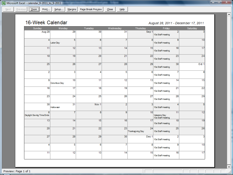 MultiWeek Printable Calendar CalendarsQuick