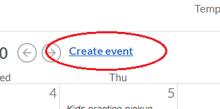 Screenshot of link to use to create repeating events