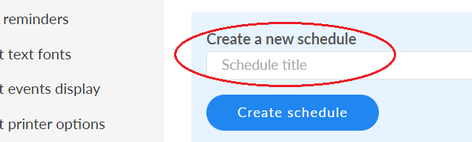 Screenshot of create new schedule form