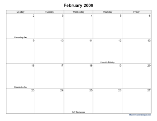 Printable 5-Day Monthly Calendar - CalendarsQuick