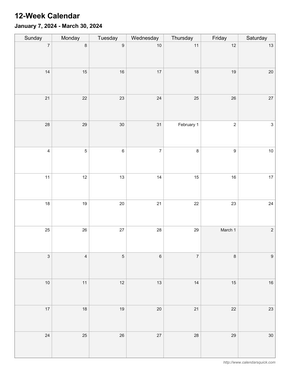 12-Week Calendar
