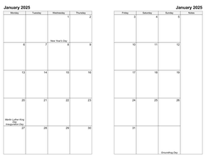 Monthly 2-Page Calendar