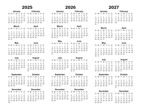 3-Year Printable Calendar