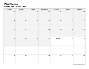 6-Week Calendar