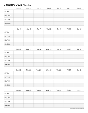 Rowed Academic Printable Planner