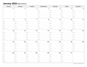 Monthly Meal Calendar Template from www.calendarsquick.com