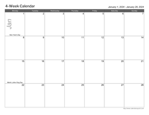 Multi-Week Printable Calendar