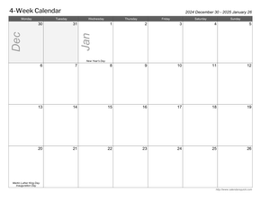 Multi-Week Printable Calendar