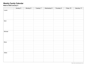 Weekly Family Calendar