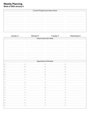 Weekly Planning Calendar