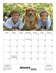 Image of monthly photo calendar