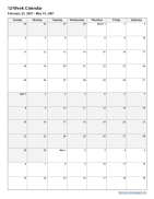 12 Week Calendar Printable Free