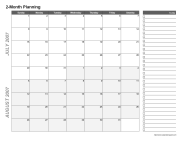 printable 2 month calendar