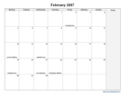 monthly calendar with notes