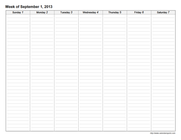 Lined Weekly Printable Calendar CalendarsQuick